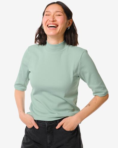 dames t-shirt Clara rib grijs