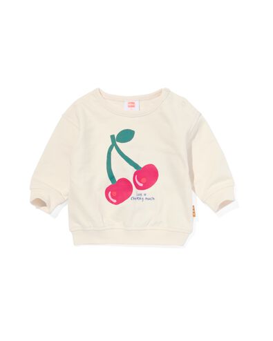 newborn sweater met kersen gebroken wit