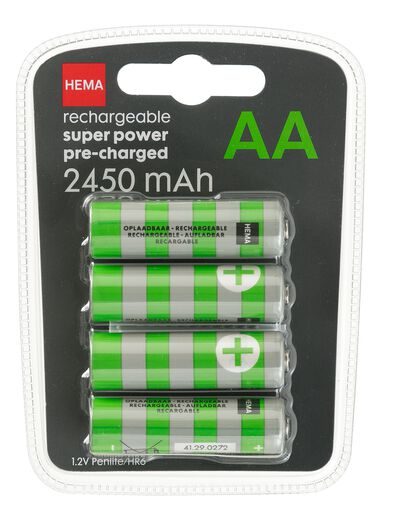 oplaadbare AA batterijen 2450mAh plus - 4 stuks