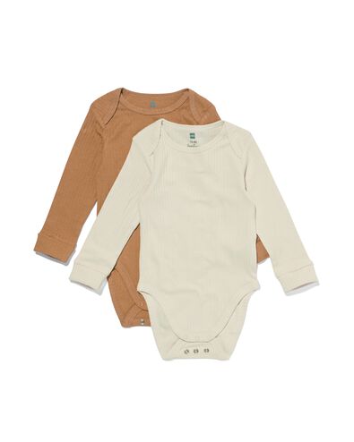 meegroei rompers rib met bamboe stretch - 2 stuks bruin