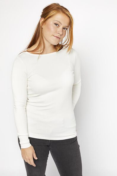 dames t-shirt boothals gebroken wit