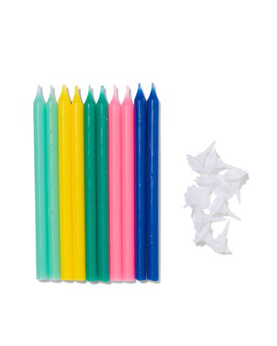 taartkaarsjes met houders confetti - 10 stuks
