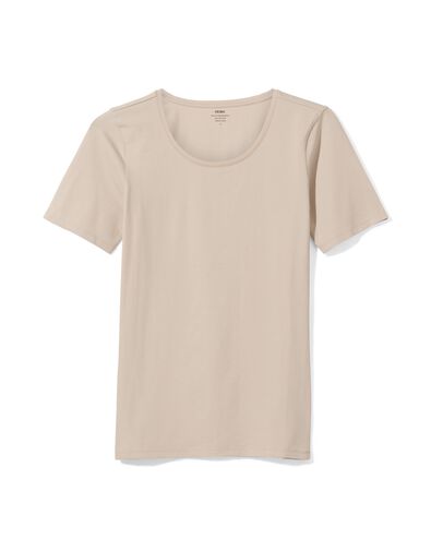 dames t-shirt o-hals korte mouw zand
