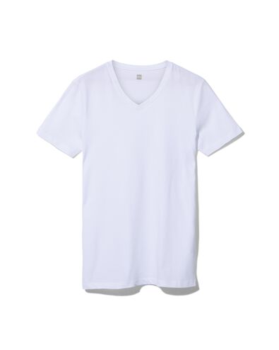 heren t-shirt regular fit v-hals extra lang - 2 stuks wit