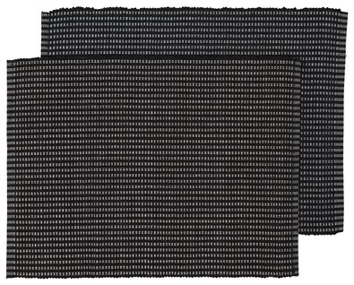 placemats - 42 x 32 - katoen - zwart - 2 stuks