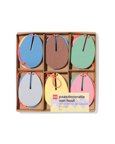 houten hangers 3D eieren 4.5cm- 6 stuks