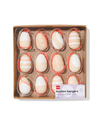 houten hangers 3D eieren 3cm- 12 stuks