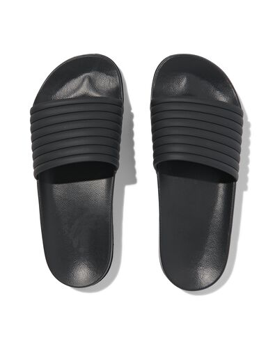dames badslippers met ribbelband zwart