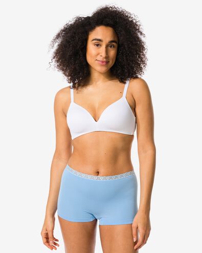 damesshortie naadloos met kant blauw