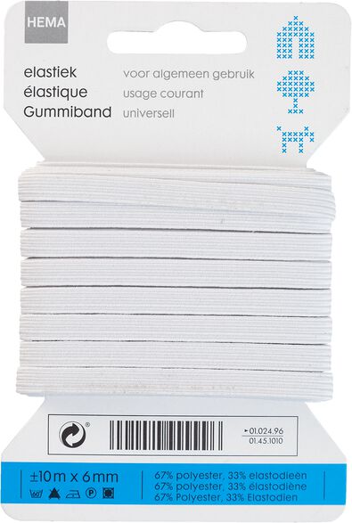 elastiek 10mx6mm wit