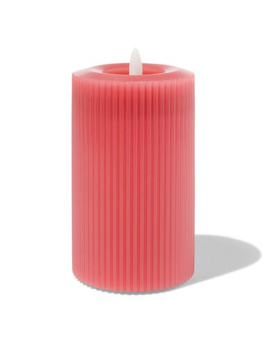 LED ribbel kaars met wax &Oslash;7.5x12.5 donkerroze
