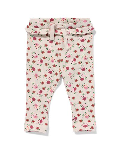 baby legging rib bloemen ecru