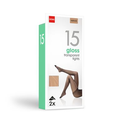 pantys glanzend 15denier - 2 stuks naturel