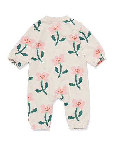 newborn jumpsuit sweat met bloemen ecru