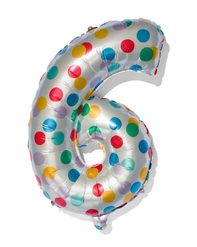 folieballon met confetti XL cijfer 6