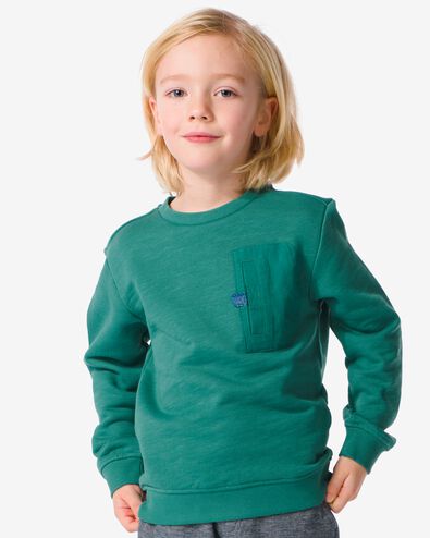 kindersweater met borstvakje blauw