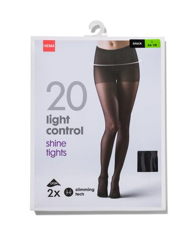 2-pak panty light control shine 20 denier zwart