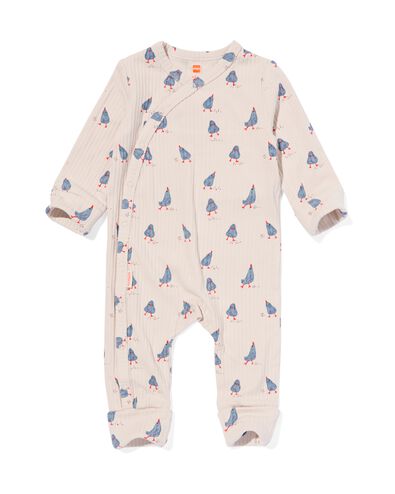 newborn meegroei jumpsuit rib met bamboe stretch eendjes ecru