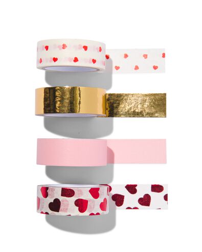 washi tapes 5mx1.5cm hartjes - 4 stuks