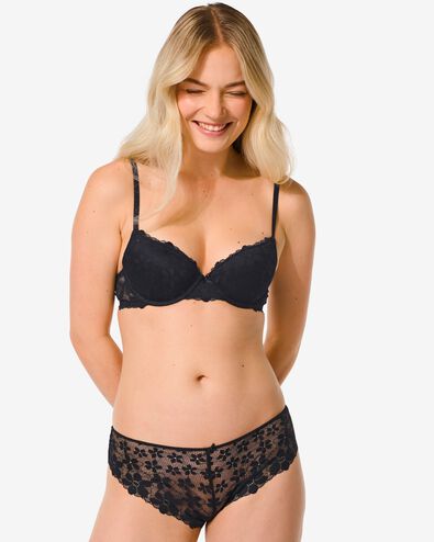 voorgevormde push-up bh met kant met beugel zwart