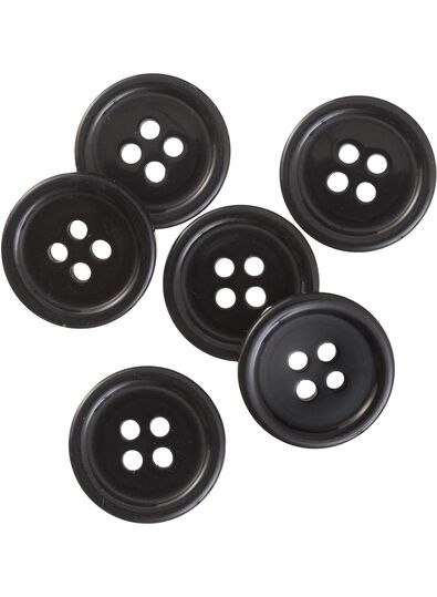 zwarte knopen &Oslash;20mm - 6 stuks