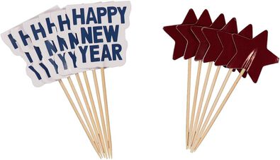 cocktailprikkers 9cm happy new year - 12 stuks