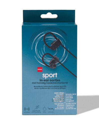 draadloze oortelefoon in-ear sport zwart