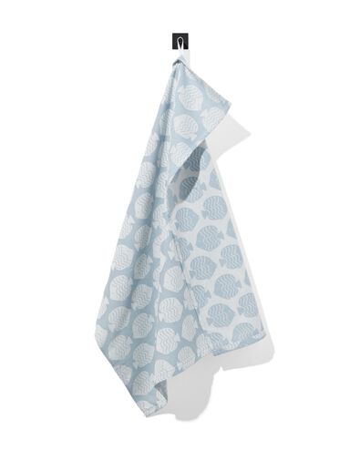theedoek 65x65 katoen lichtblauw vissen