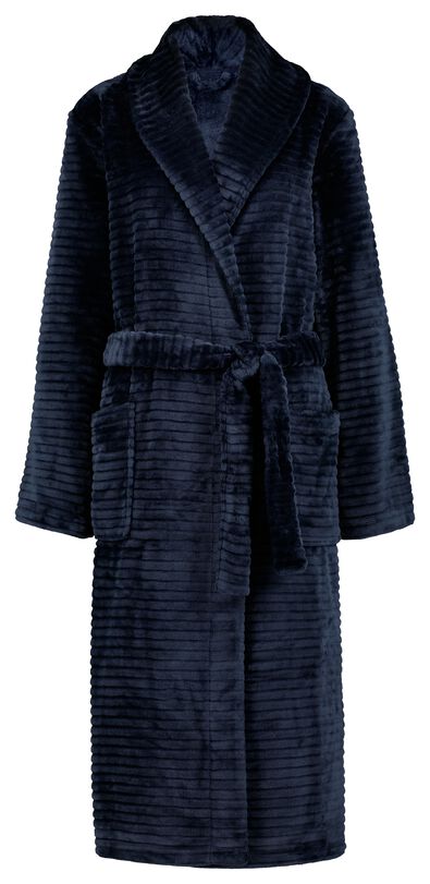 dames badjas lang fleece donkerblauw