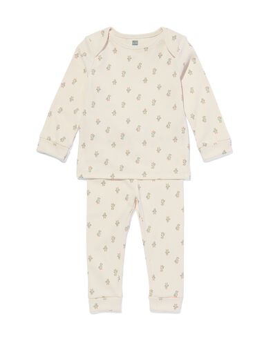 meegroei babypyjama rib eendjes gebroken wit