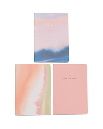 schriften roze gelinieerd A5 - 3 stuks
