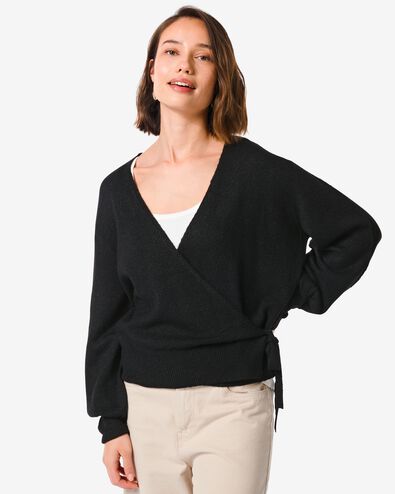 dames wikkelvest Lana met glitters zwart