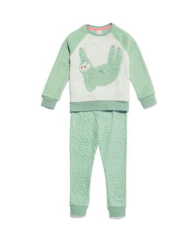 kinder pyjama fleece/katoen luiaard lichtgroen