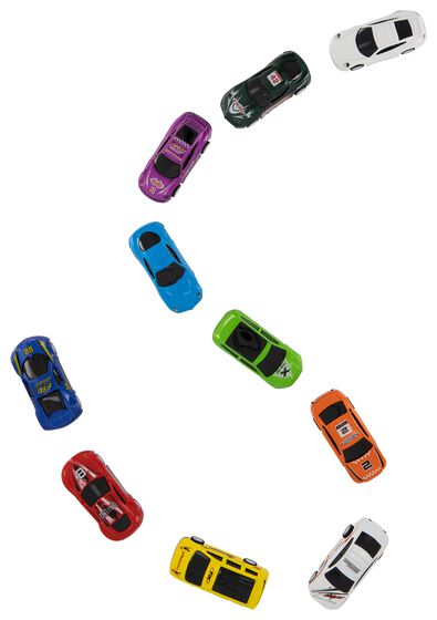race autos metaal - 10 stuks