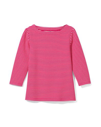 dames t-shirt Kacey met structuur donkerroze
