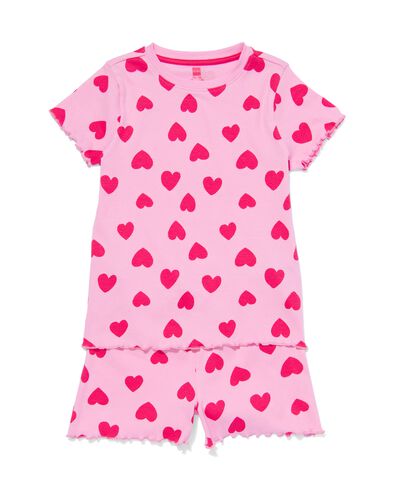 kindershortama met hartjes rib katoen/stretch roze