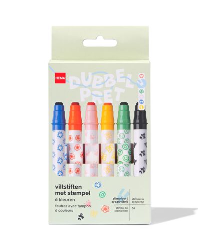 viltstiften met stempel - 6 stuks