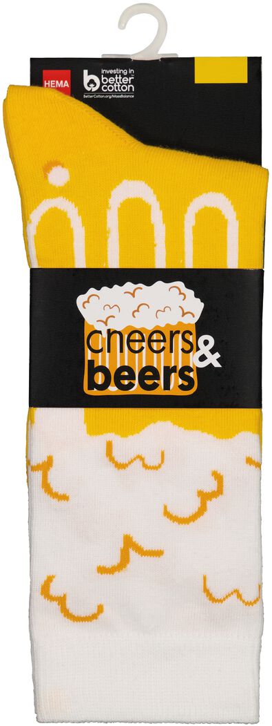 sokken met katoen cheers&beers geel