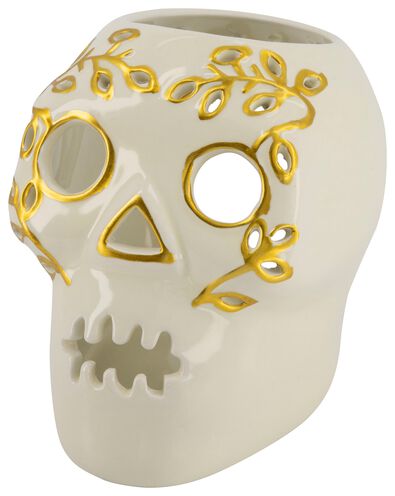 sfeerlichthouder &Oslash;10x11 schedel aardewerk Halloween