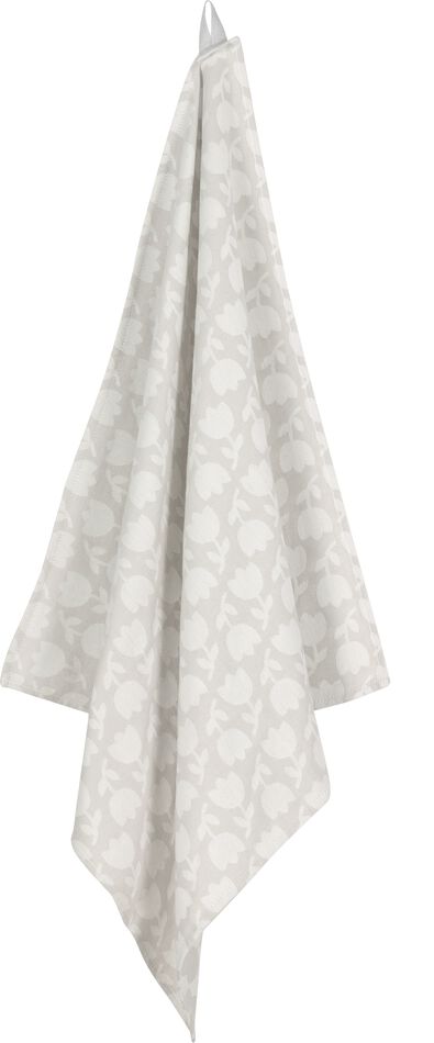 theedoek - 65 x 65 - katoen - lichtgrijs bloemen
