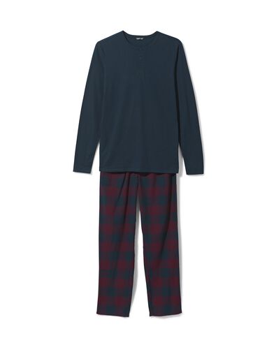 heren pyjama met ruiten jersey/flanel wijnrood