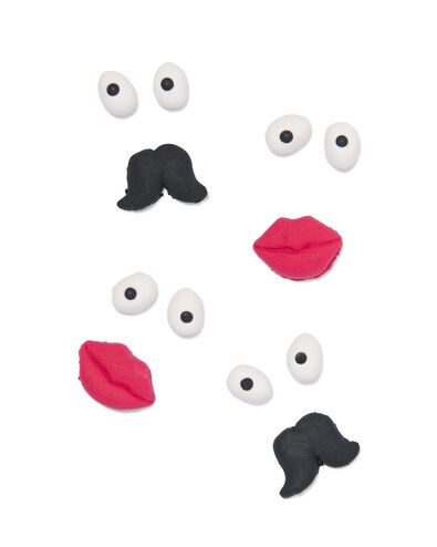 fondant decoratie oogjes lippen snoren