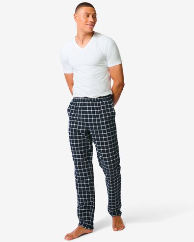 heren pyjamabroek met ruiten flanel donkerblauw