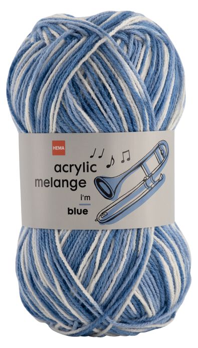 garen acryl 100gram 250m gem&ecirc;leerd blauw