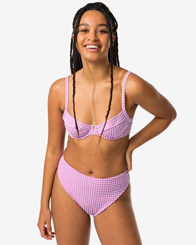 dames bikinibroekje hoge taille koraal