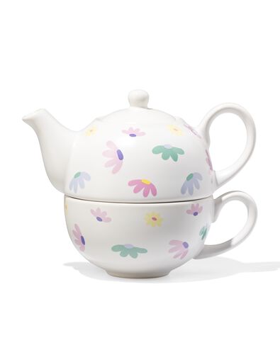 theepot met mok keramiek bloemen