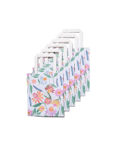 cadeautasjes papier 20.5x18.5x8 bloemen - 6 stuks