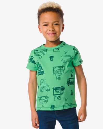 kinder t-shirt auto's groen