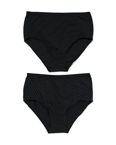 dames tailleslips stretch katoen - 2 stuks zwart