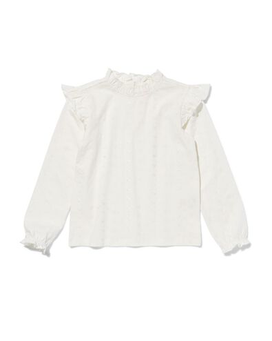 kinder t-shirt met broderie gebroken wit